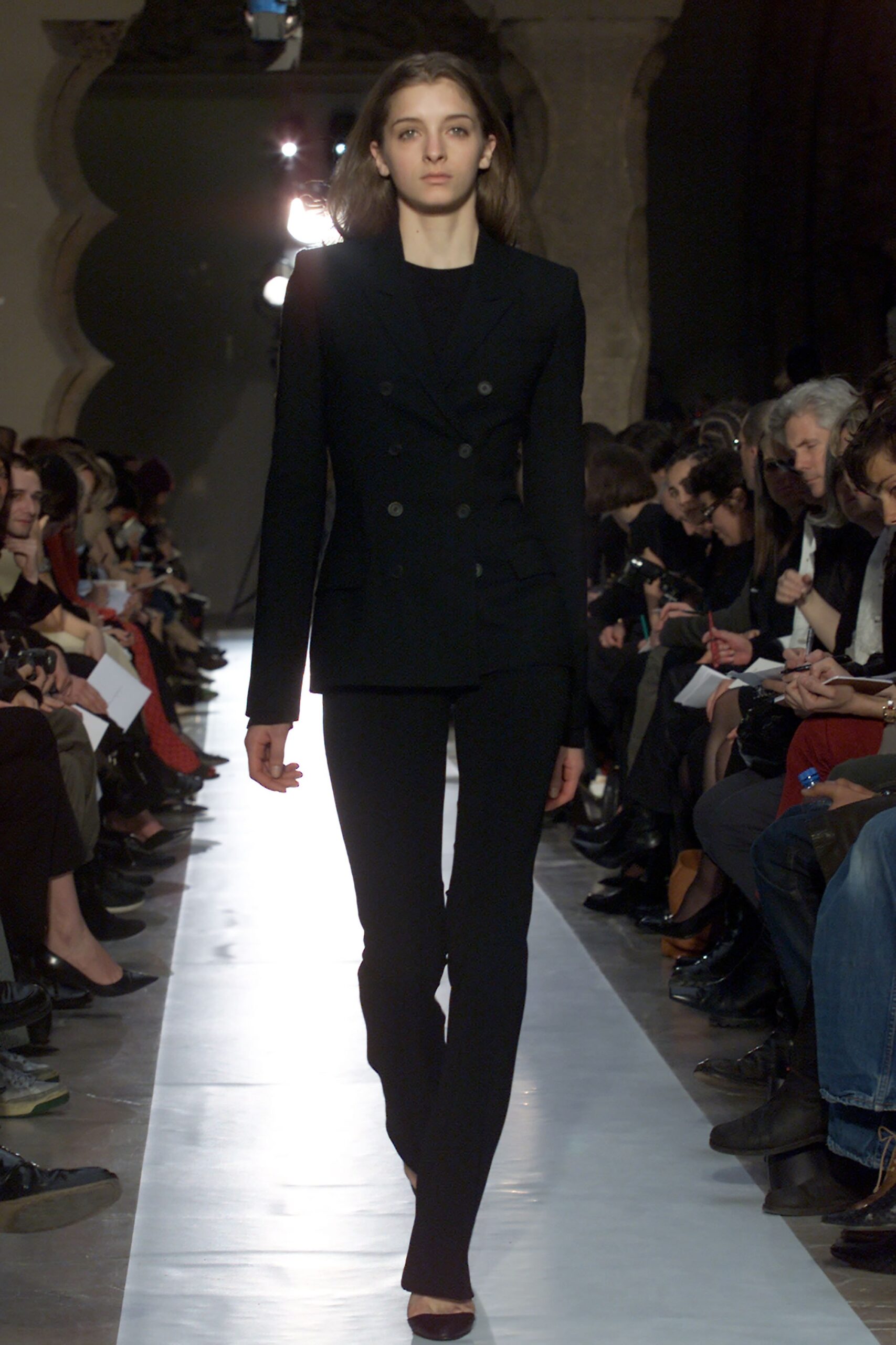 black fitted wool suit