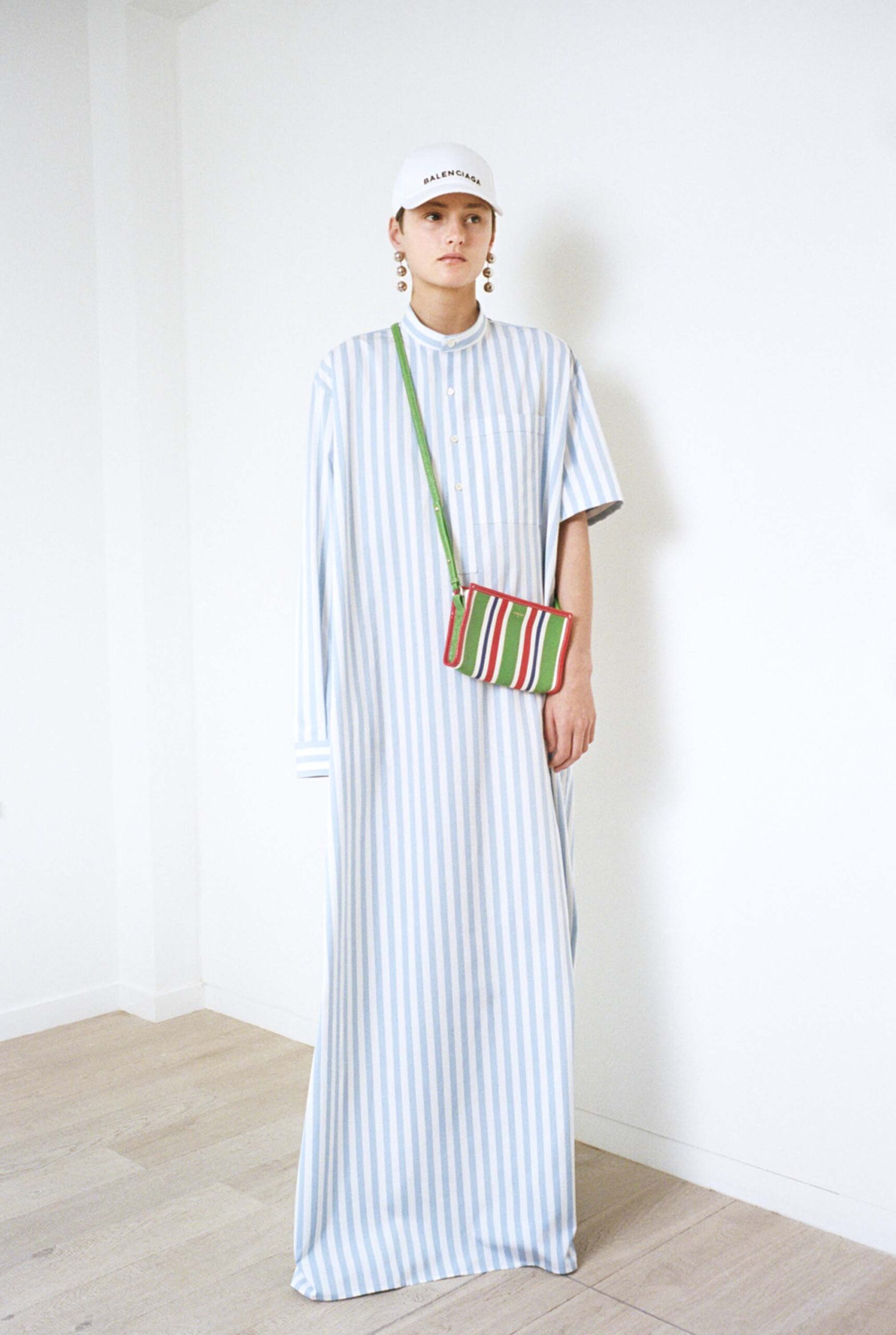 blue and white striped maxi dress