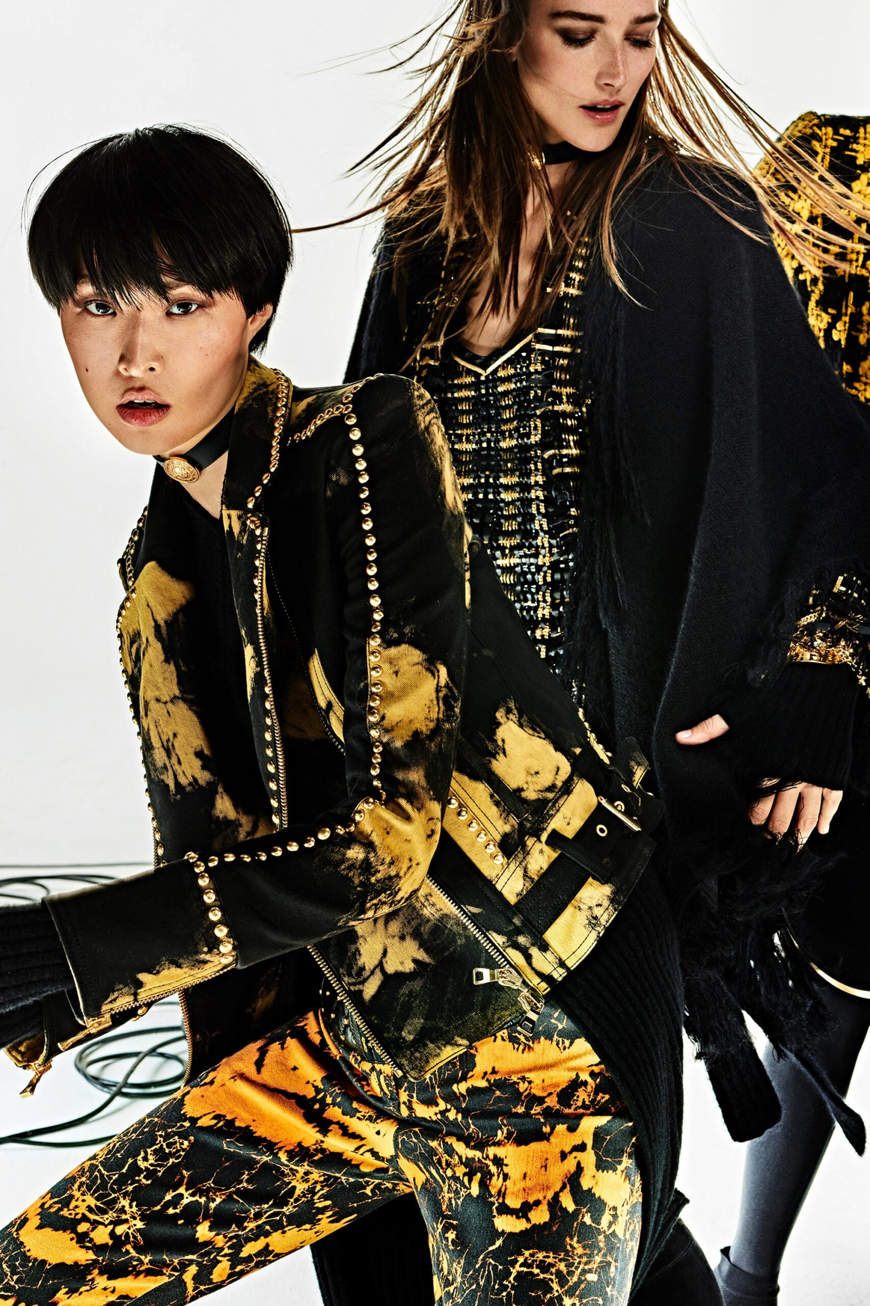 black and yellow fitted jacket and top