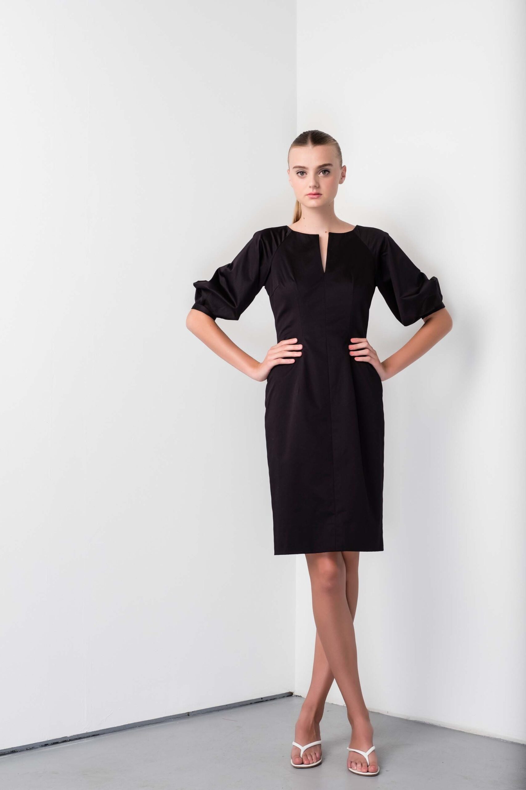 black fitted mini dress