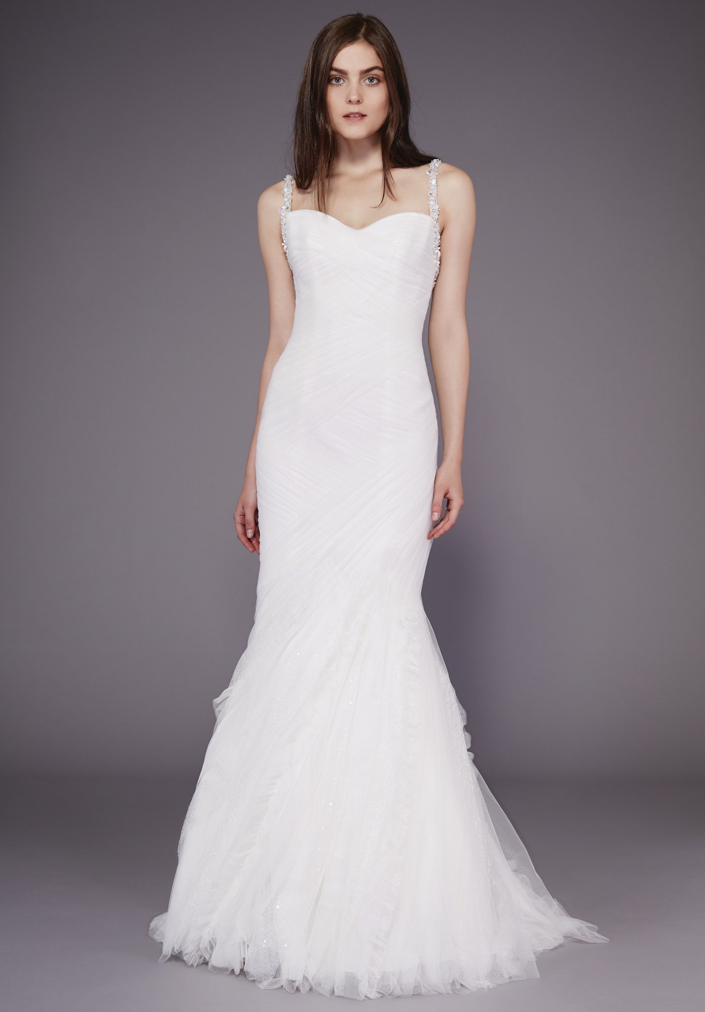 white fitted sleeveless gown