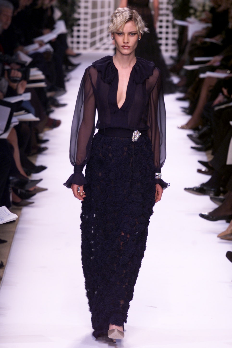 black and blue embroidered maxi dress