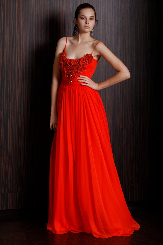red chiffon sleeveless gown