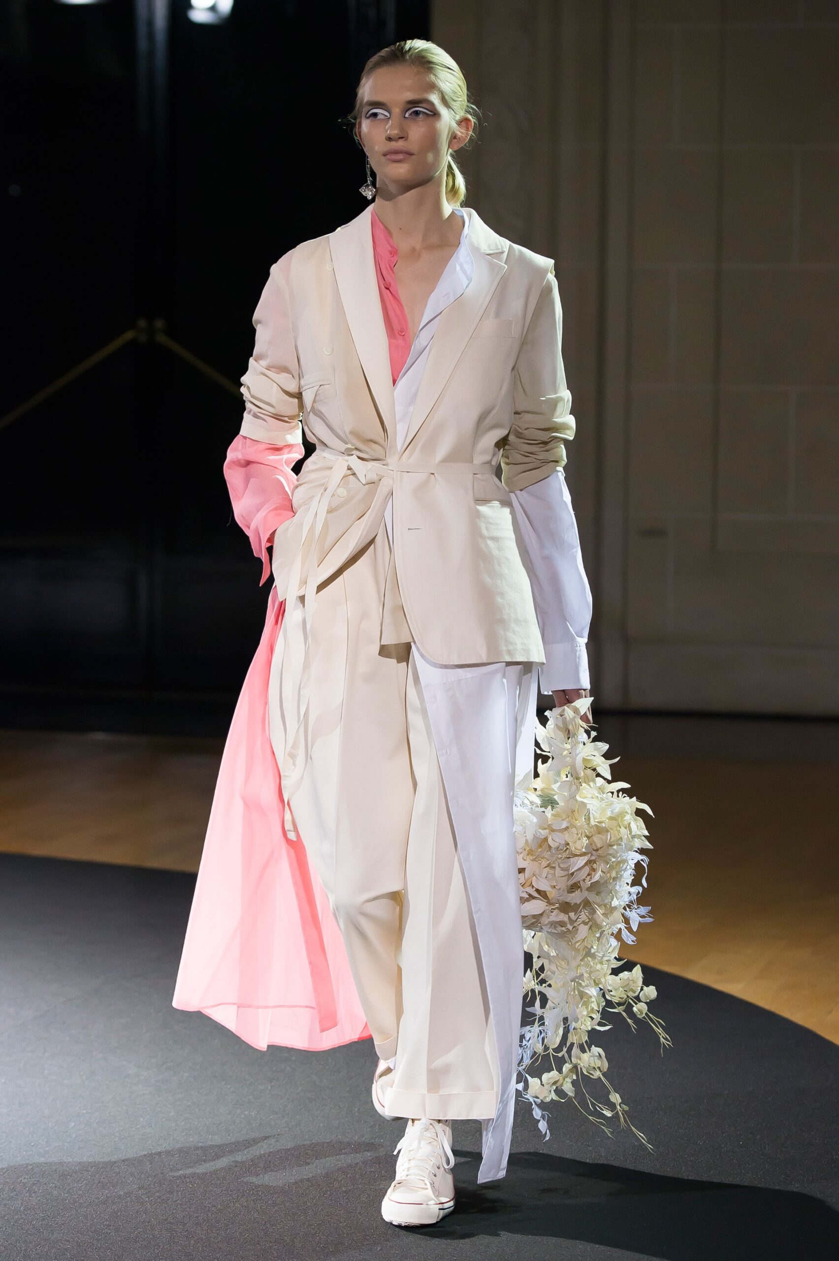 ivory belted tailored blazer