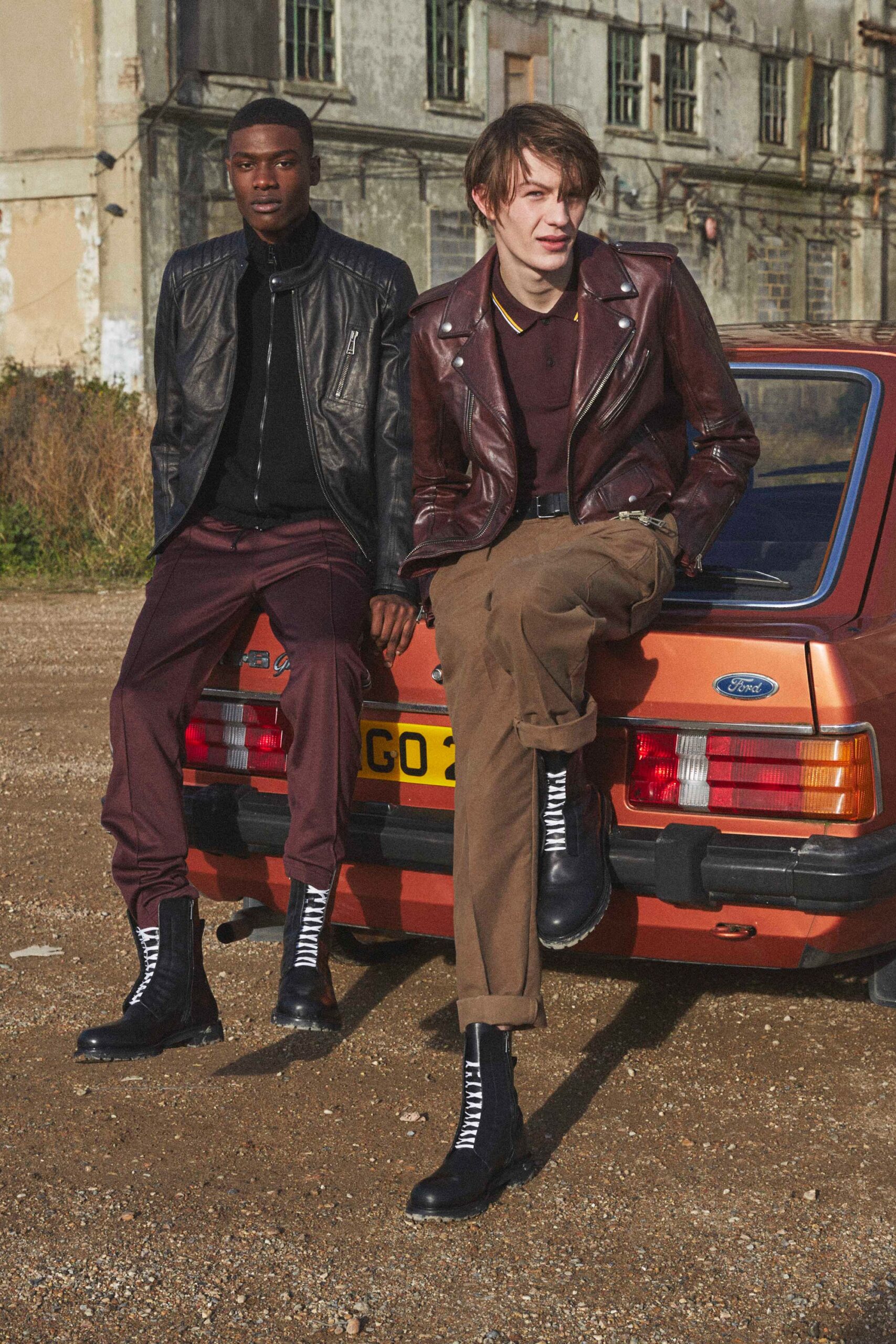 maroon leather biker jacket