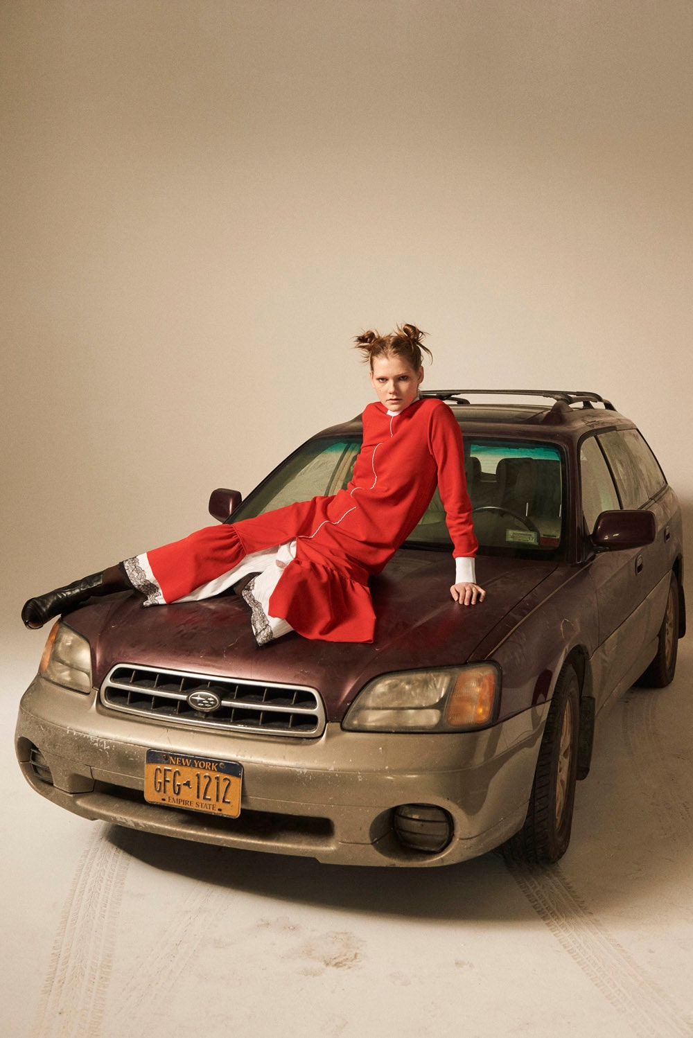 red relaxed midi dress