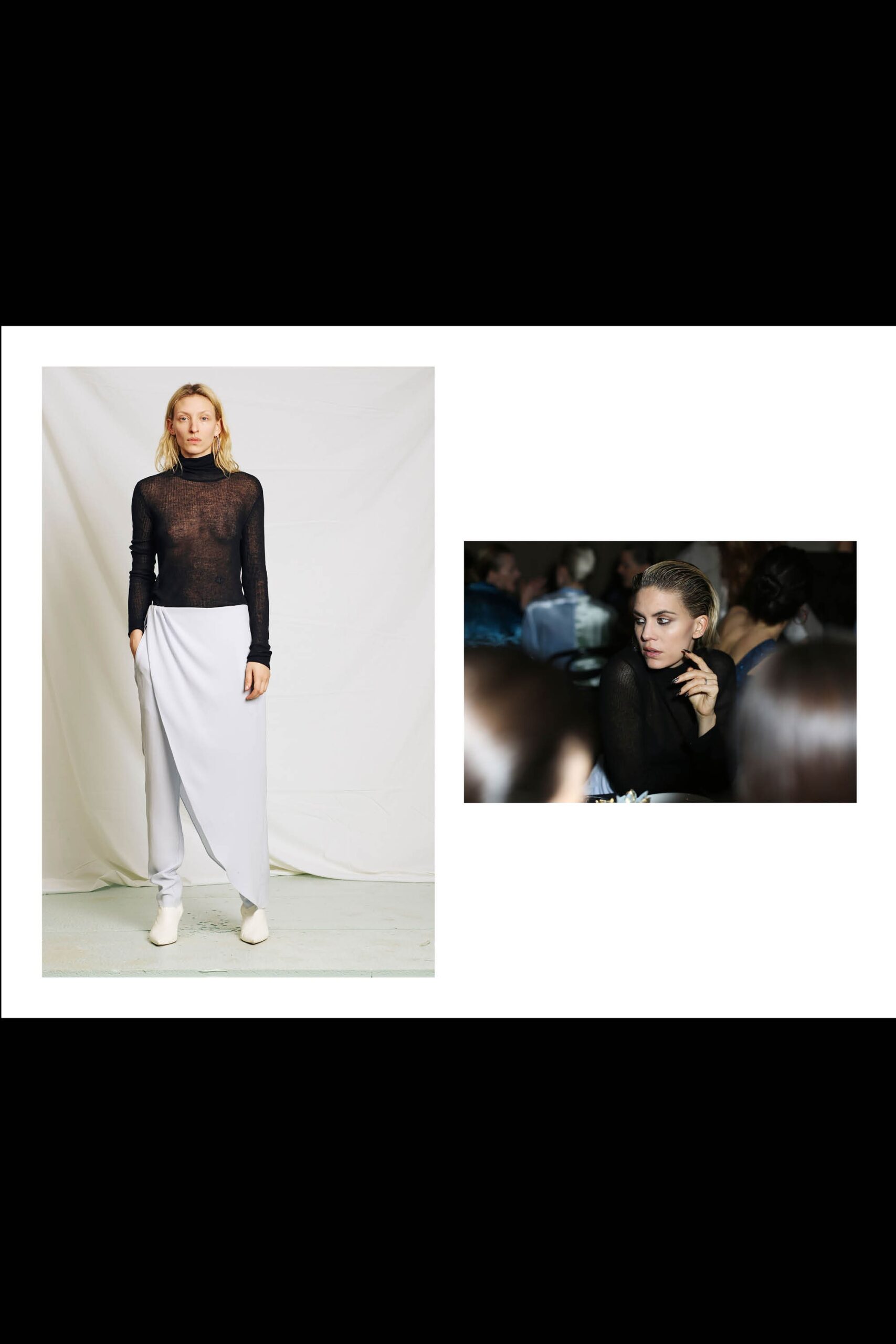 white silk asymmetric relaxed high-waisted pants
