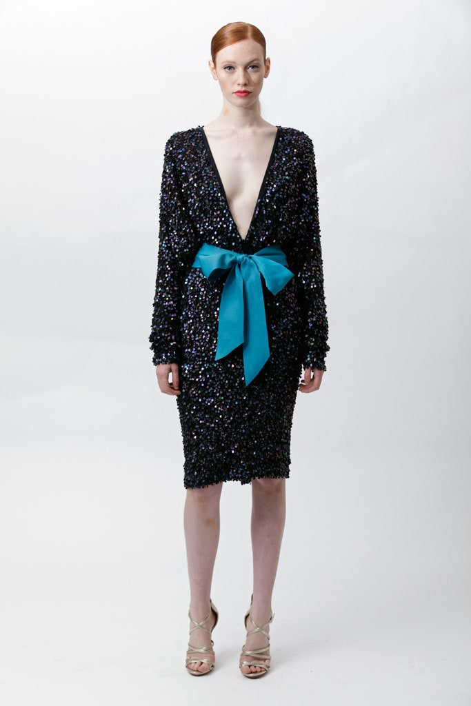 black sequin fitted dress