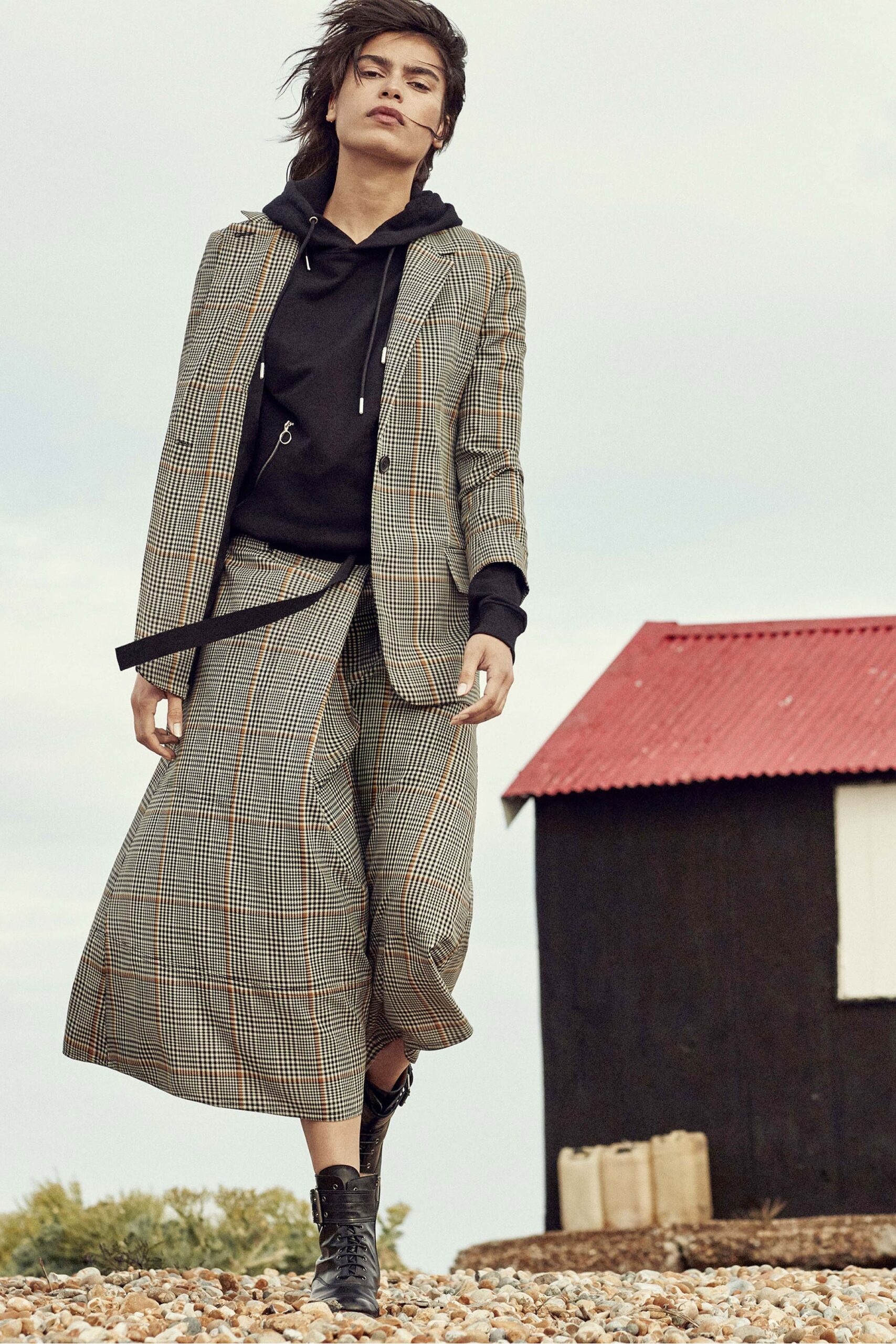 checked tailored blazer