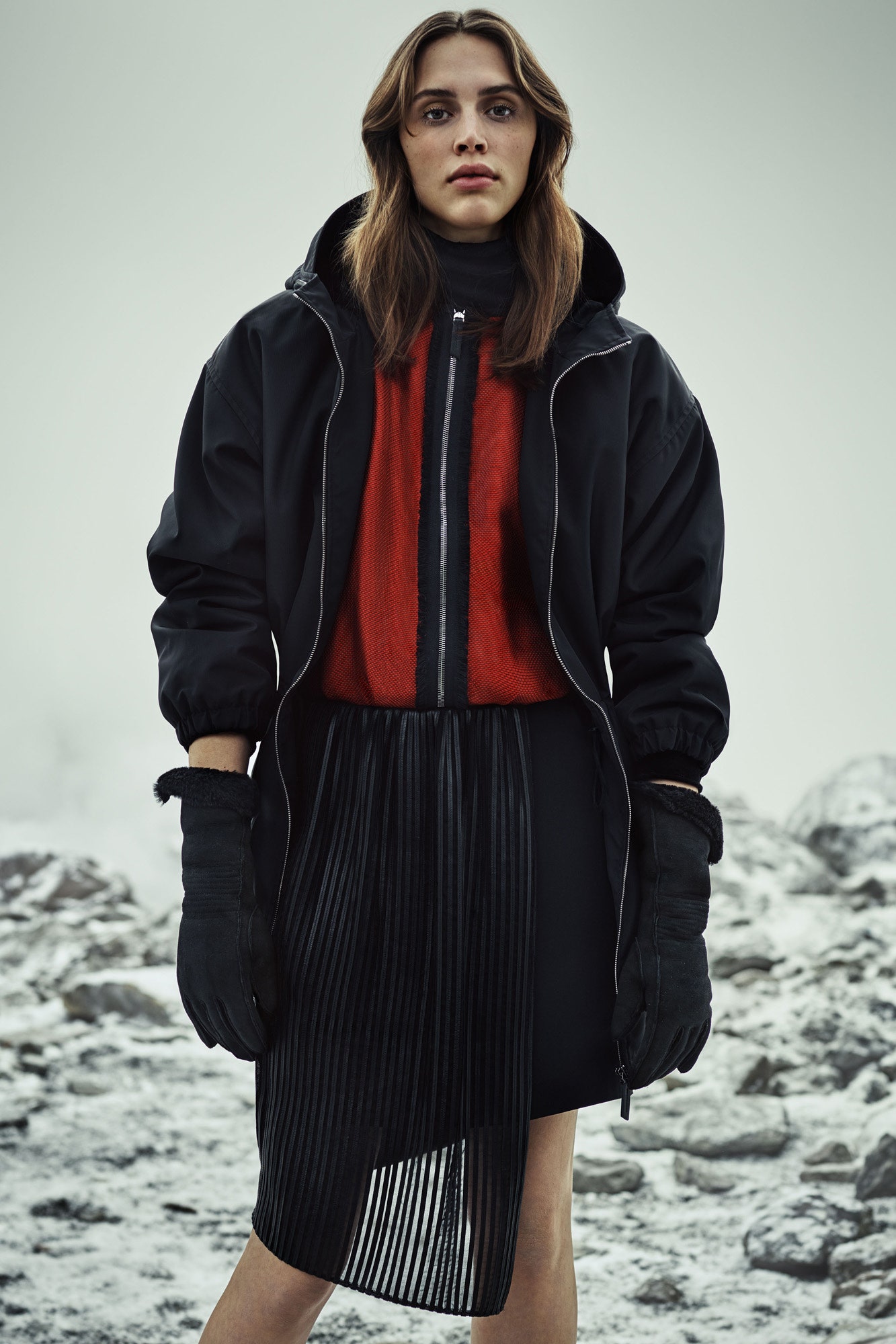 black hooded oversized jacket