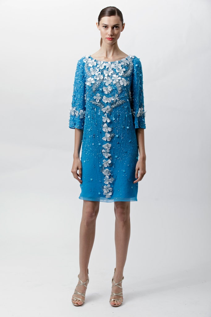 blue embroidered short dress