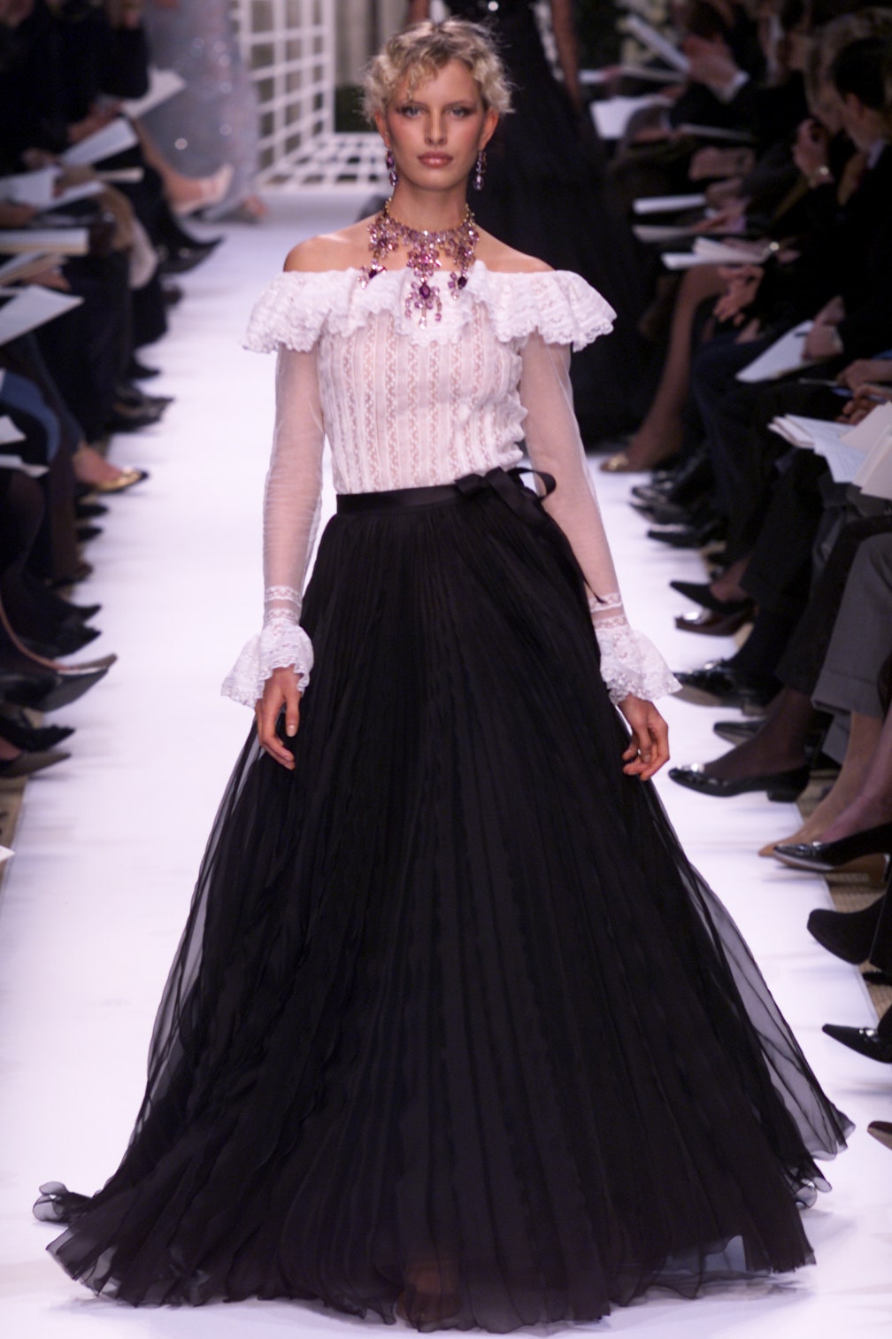 black tulle fitted tiered flowing maxi skirt