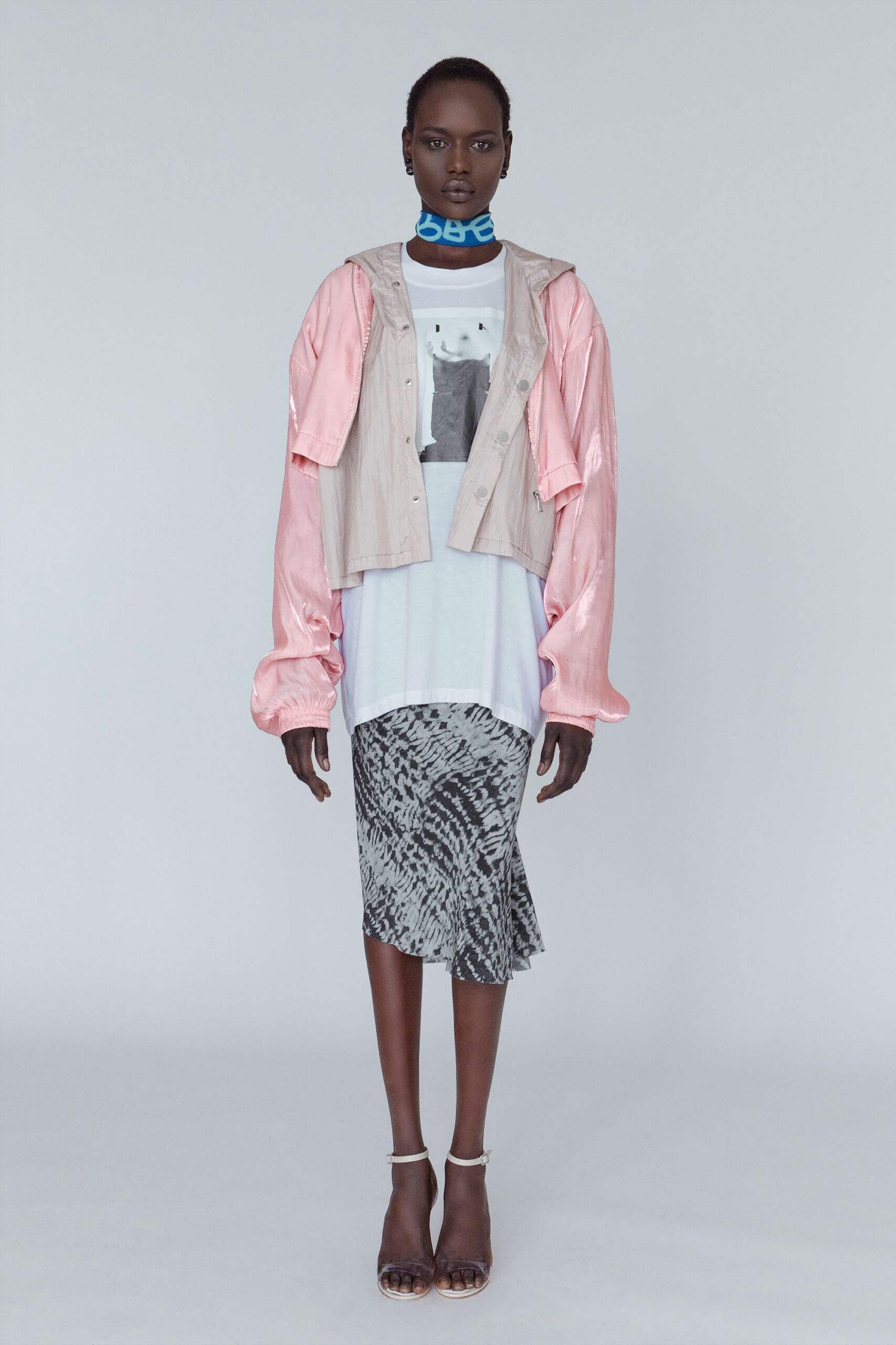 pink silk long-sleeve relaxed layered jacket