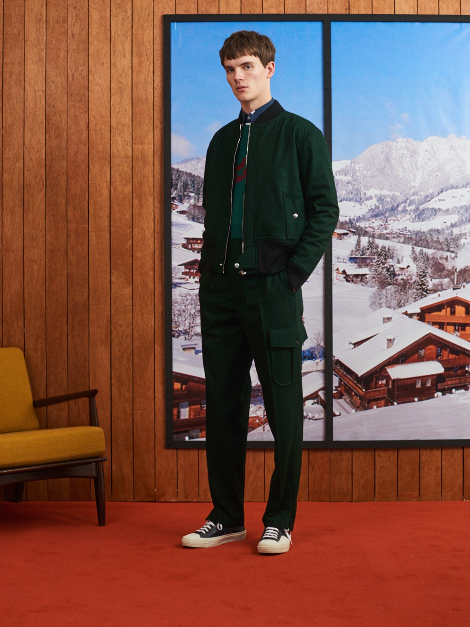 green cotton fitted cargo pants