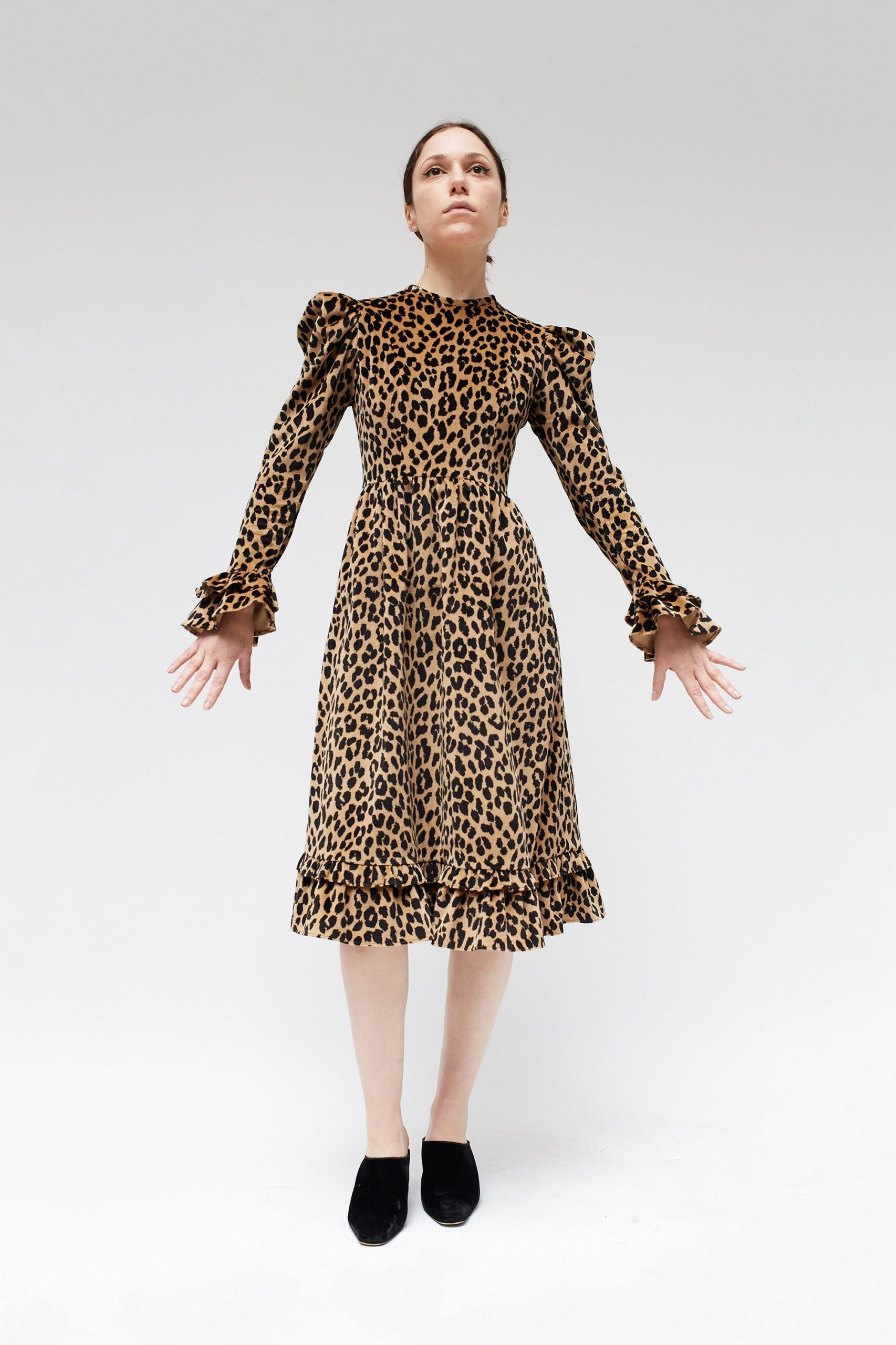 brown and black leopard print dress