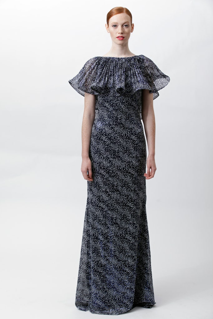 black and white ruffled gown