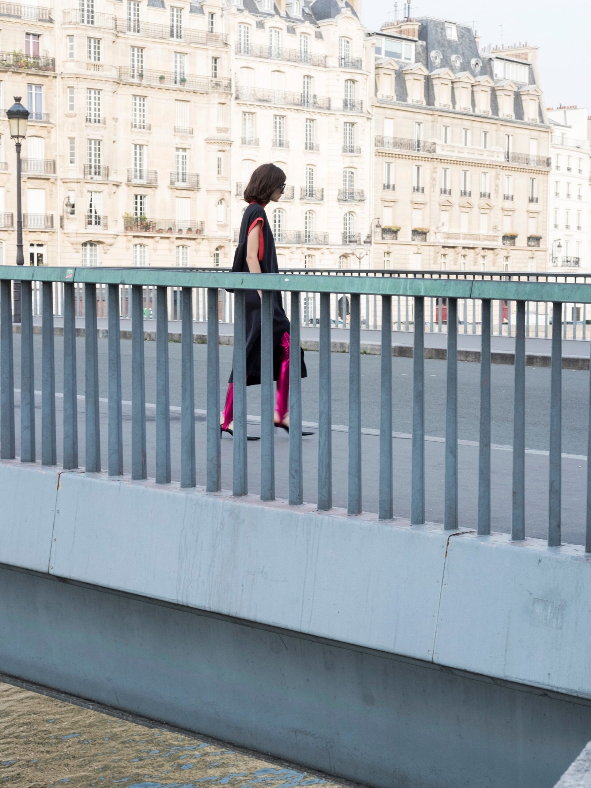 black and pink layered dress