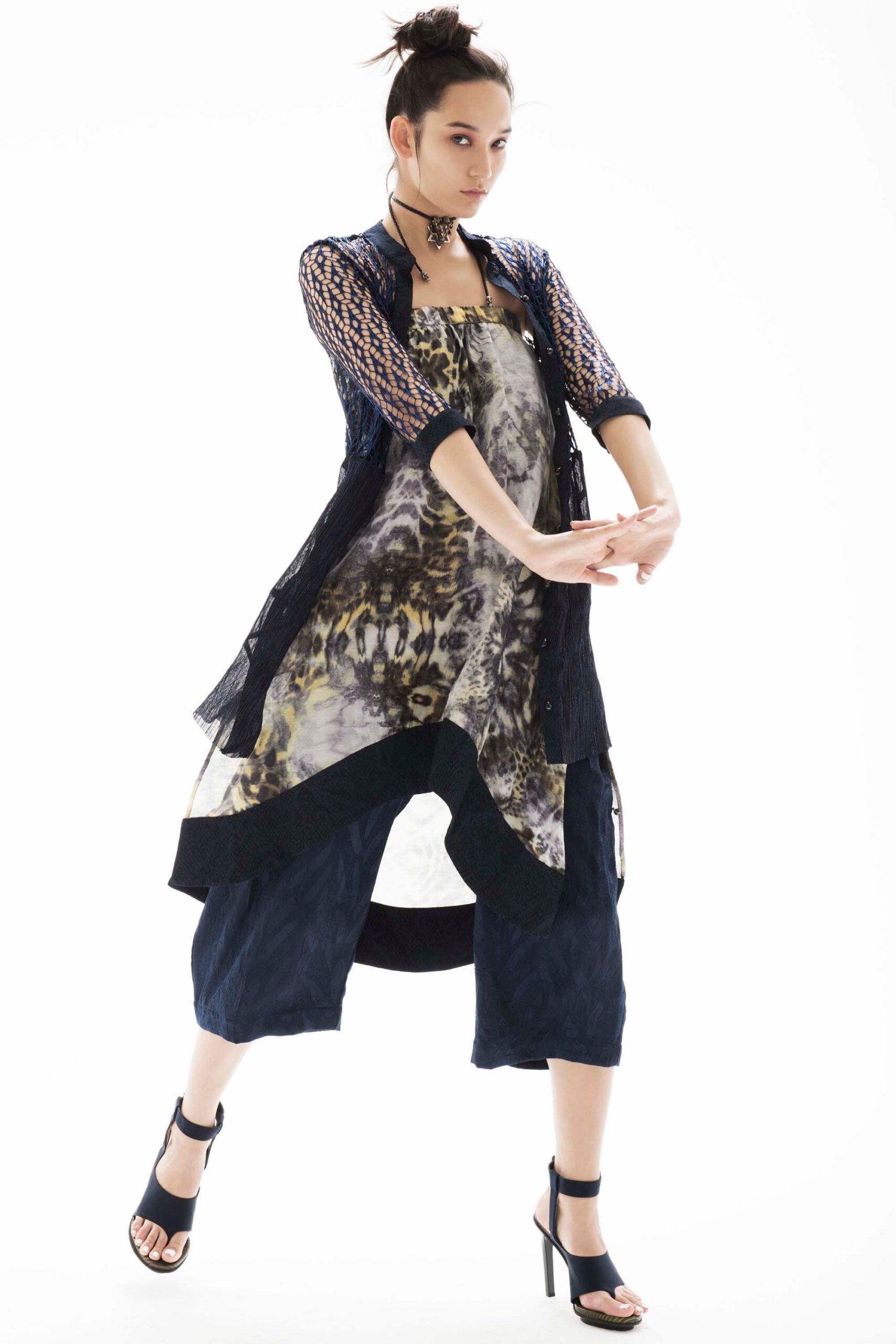 multi-colored relaxed midi dress