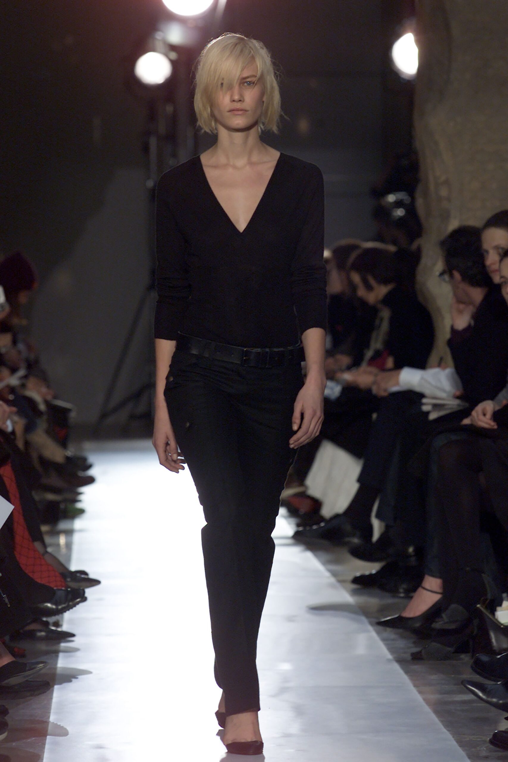 black fitted top and pants