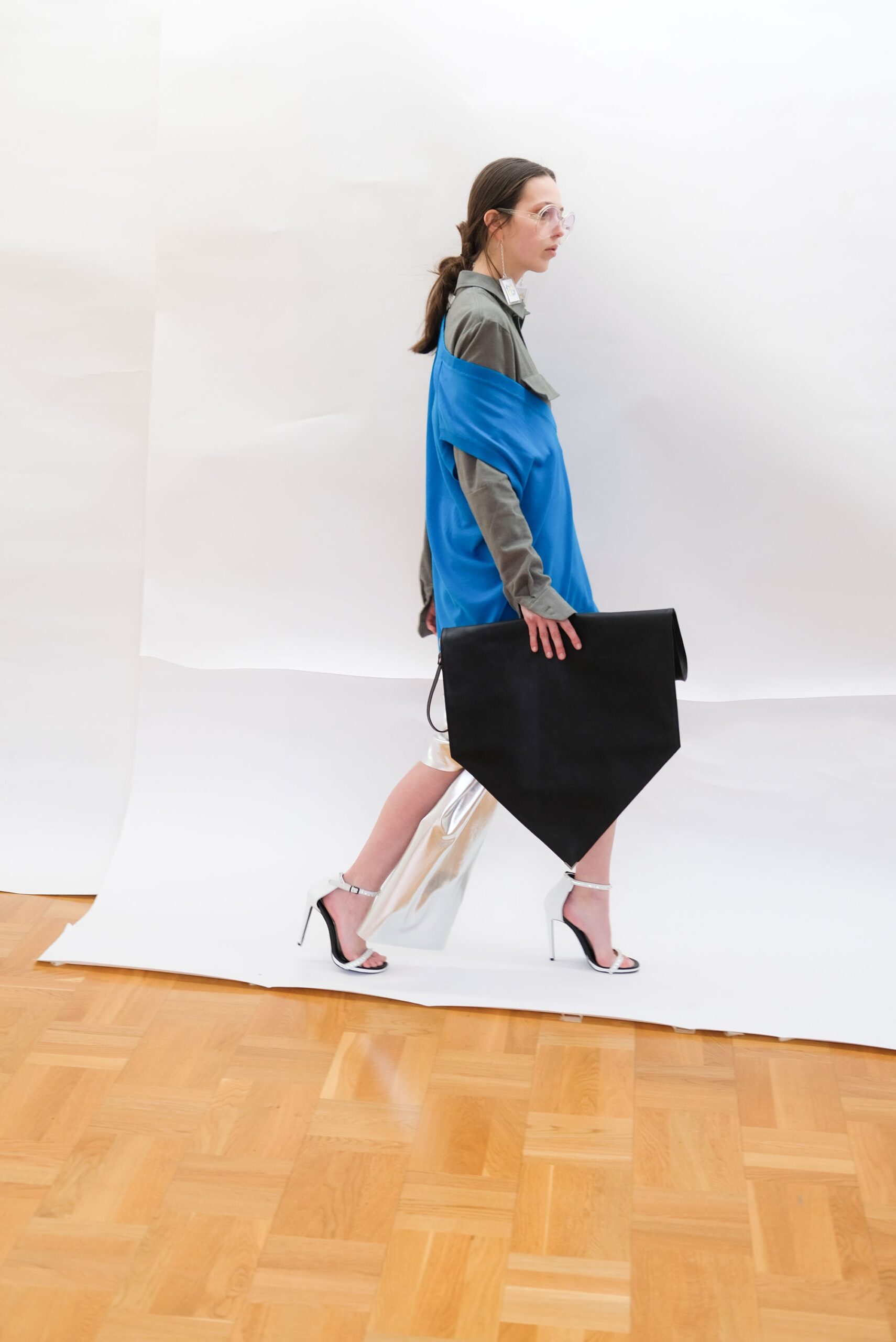 blue gray asymmetric midi dress