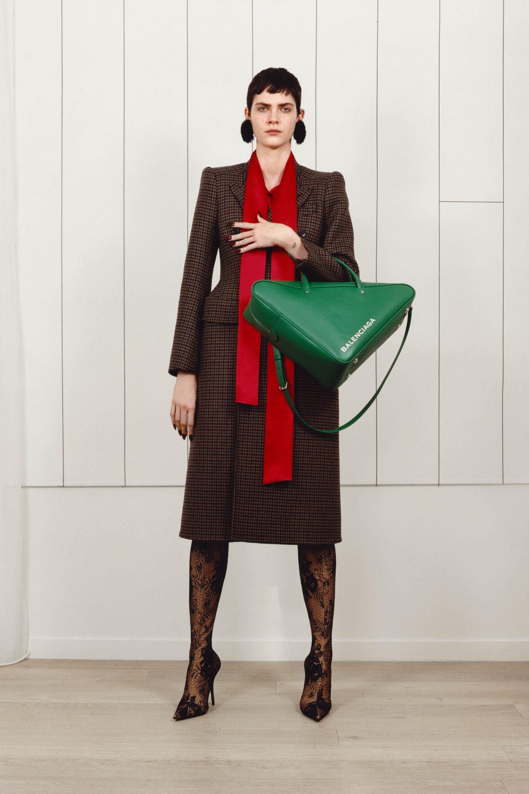 brown tailored blazer and pencil skirt