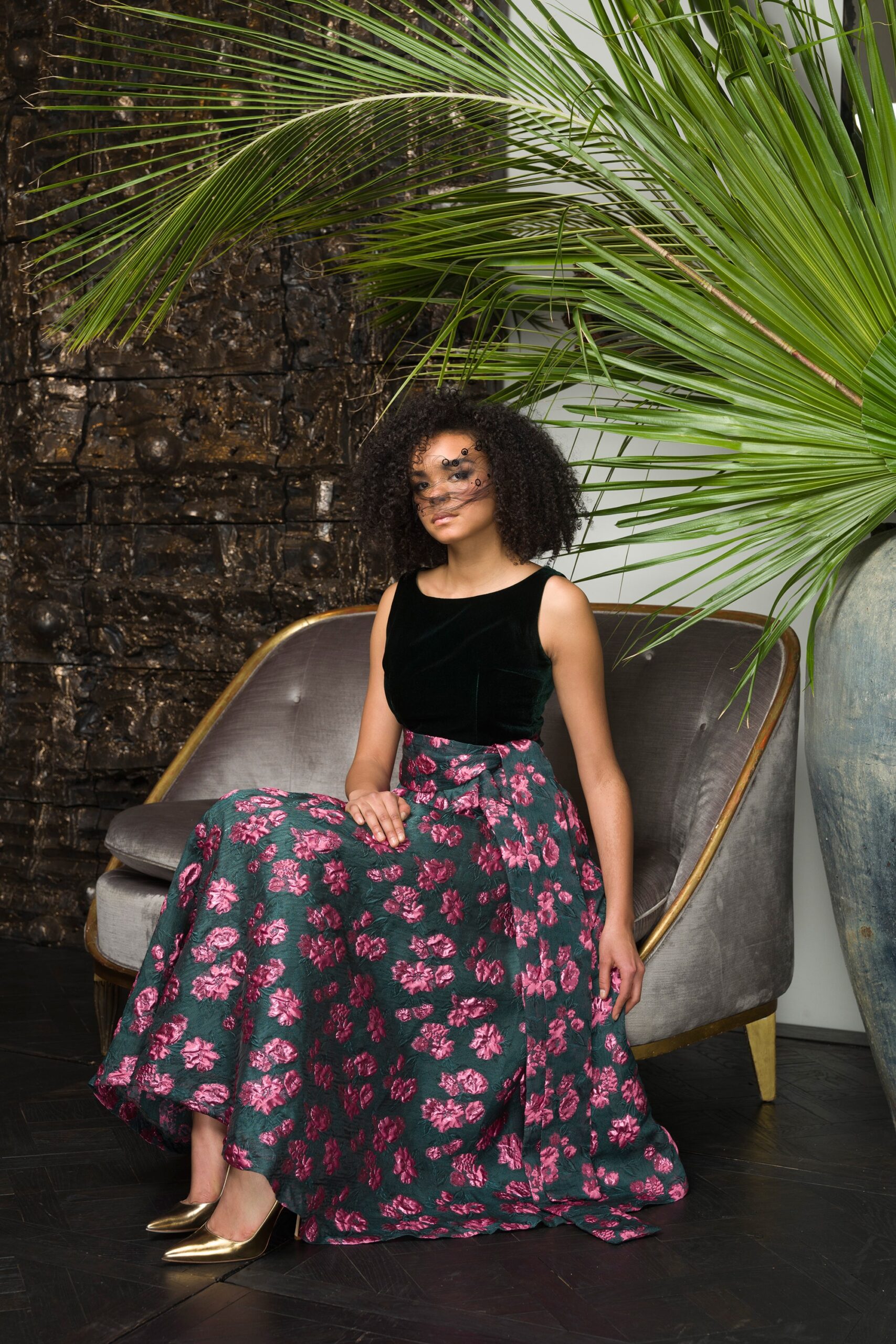 pink relaxed flared maxi skirt