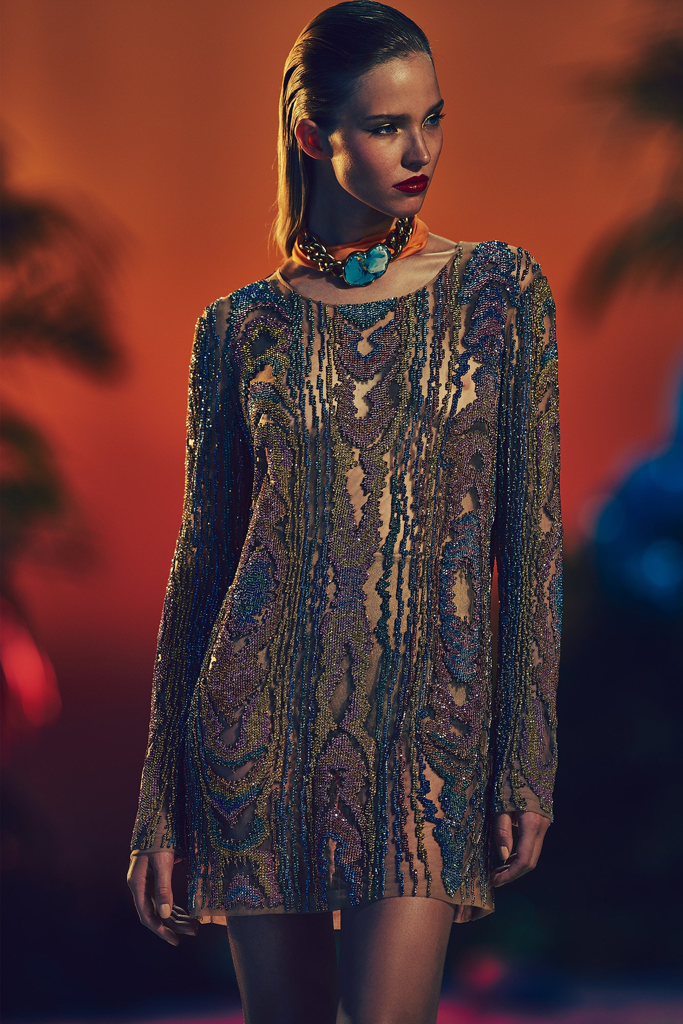 multi-colored sequined short dress