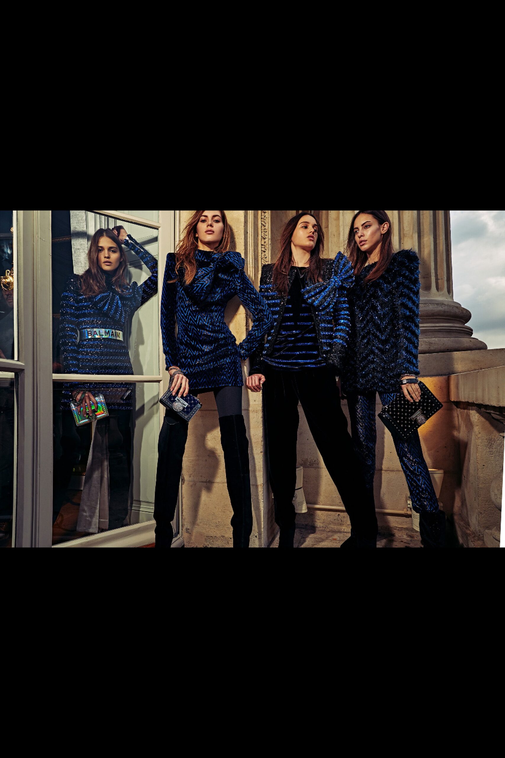 blue wool long-sleeve high-neck fitted striped top