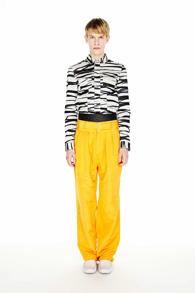 yellow cotton relaxed wide-leg pants