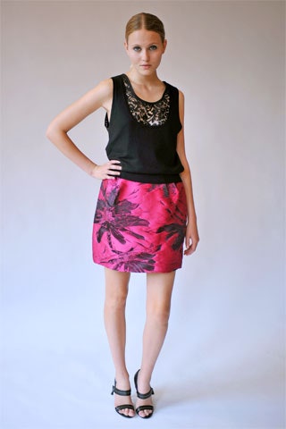 pink printed mini skirt