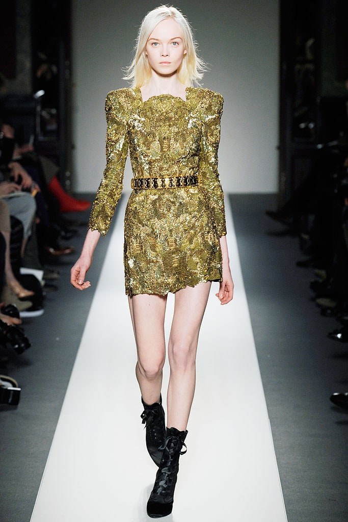 fitted gold sequin mini-dress