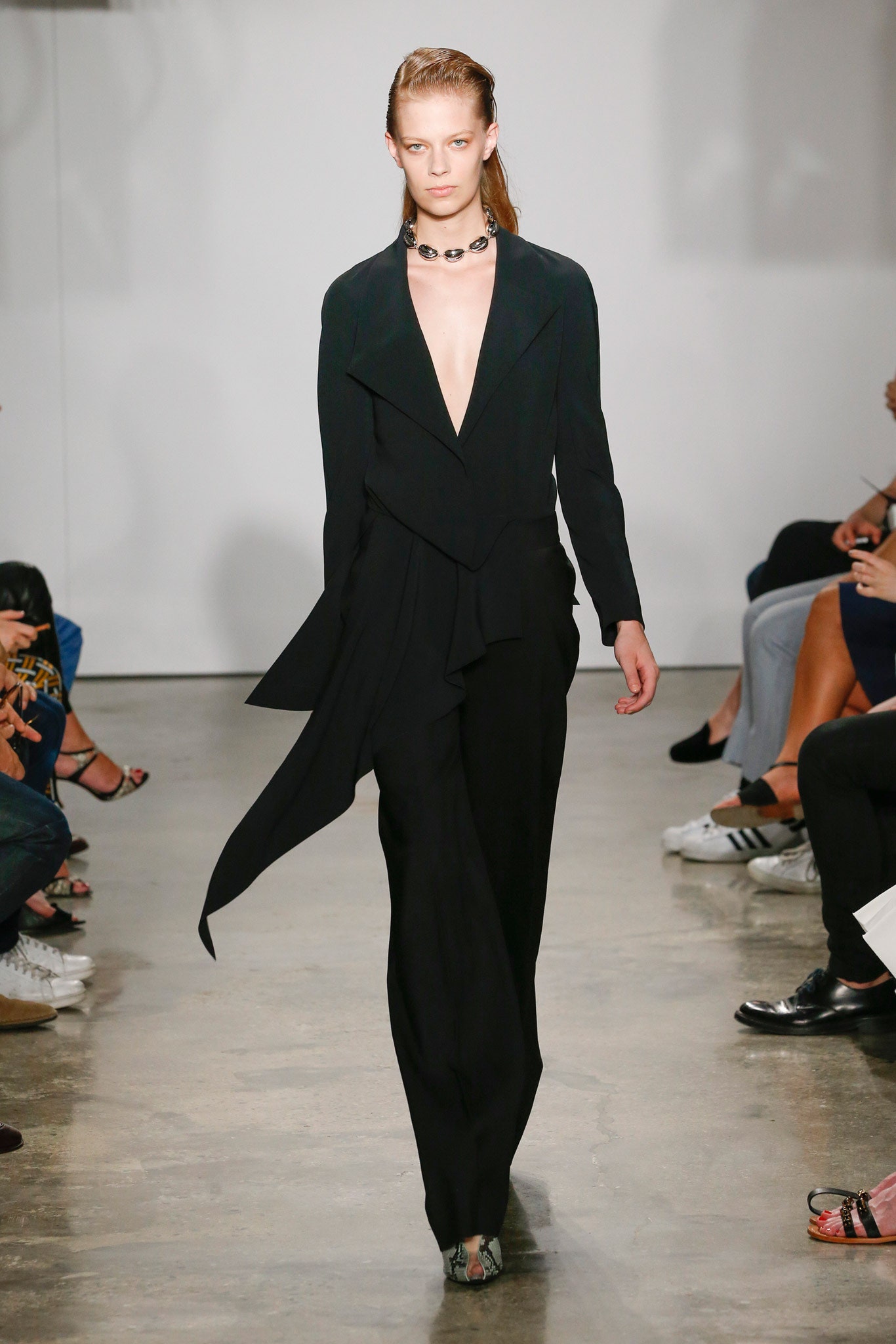 black silk fitted jumpsuit