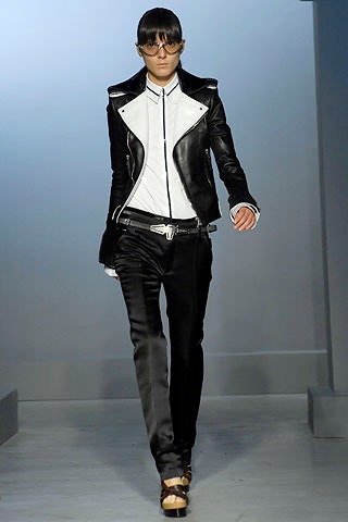 black satin slim straight-leg pants