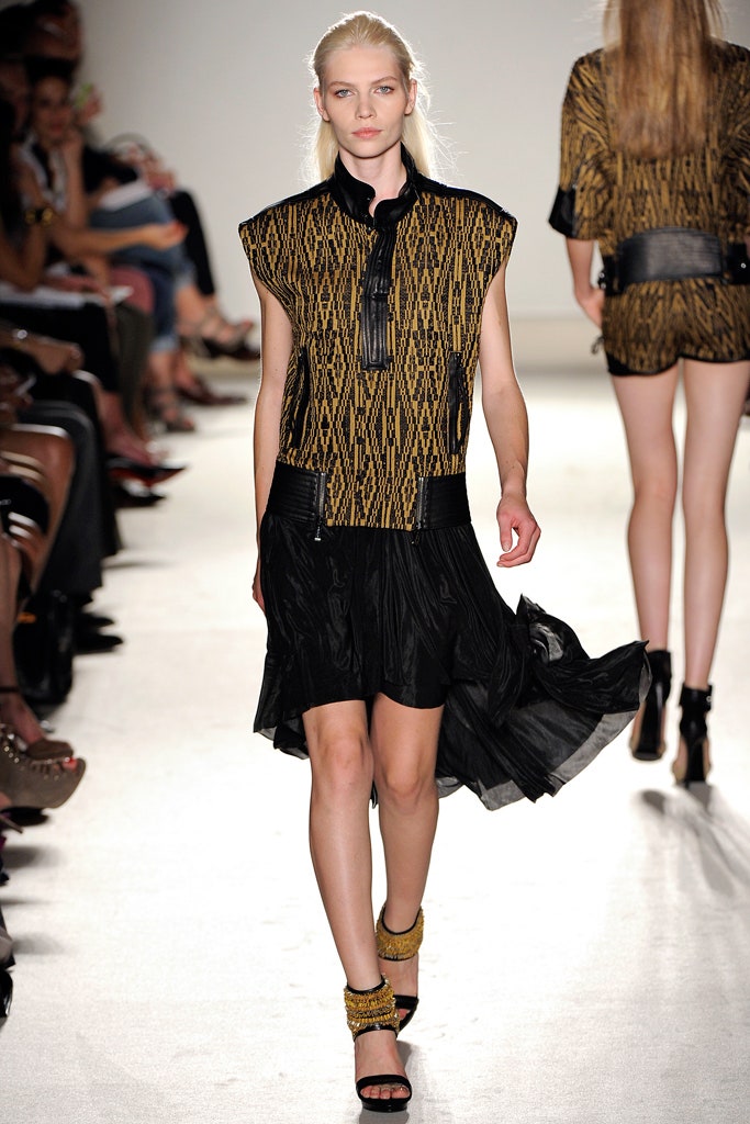 black and gold pleated dress
