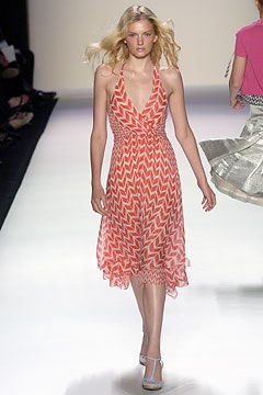 red and white zigzag midi dress