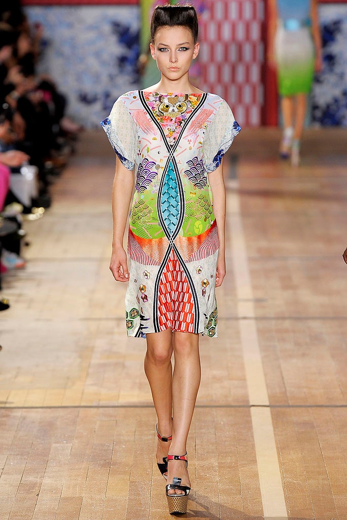 multi-colored embroidered short dress