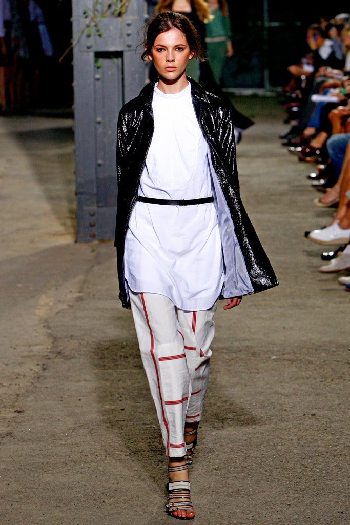 white relaxed shirt with black coat