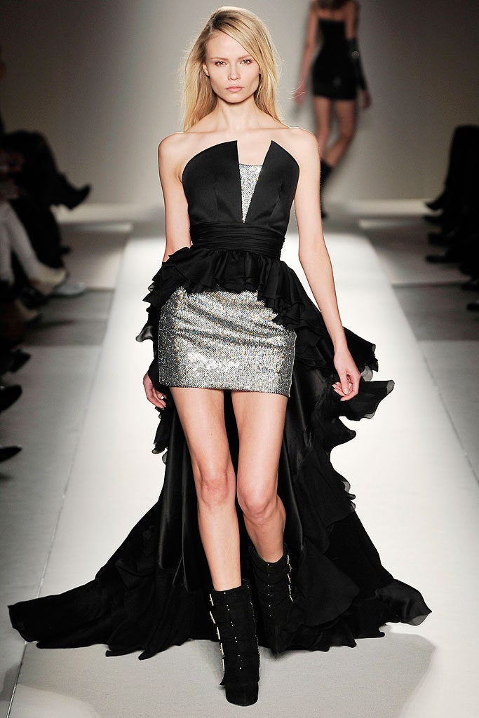 black strapless ruffled dress