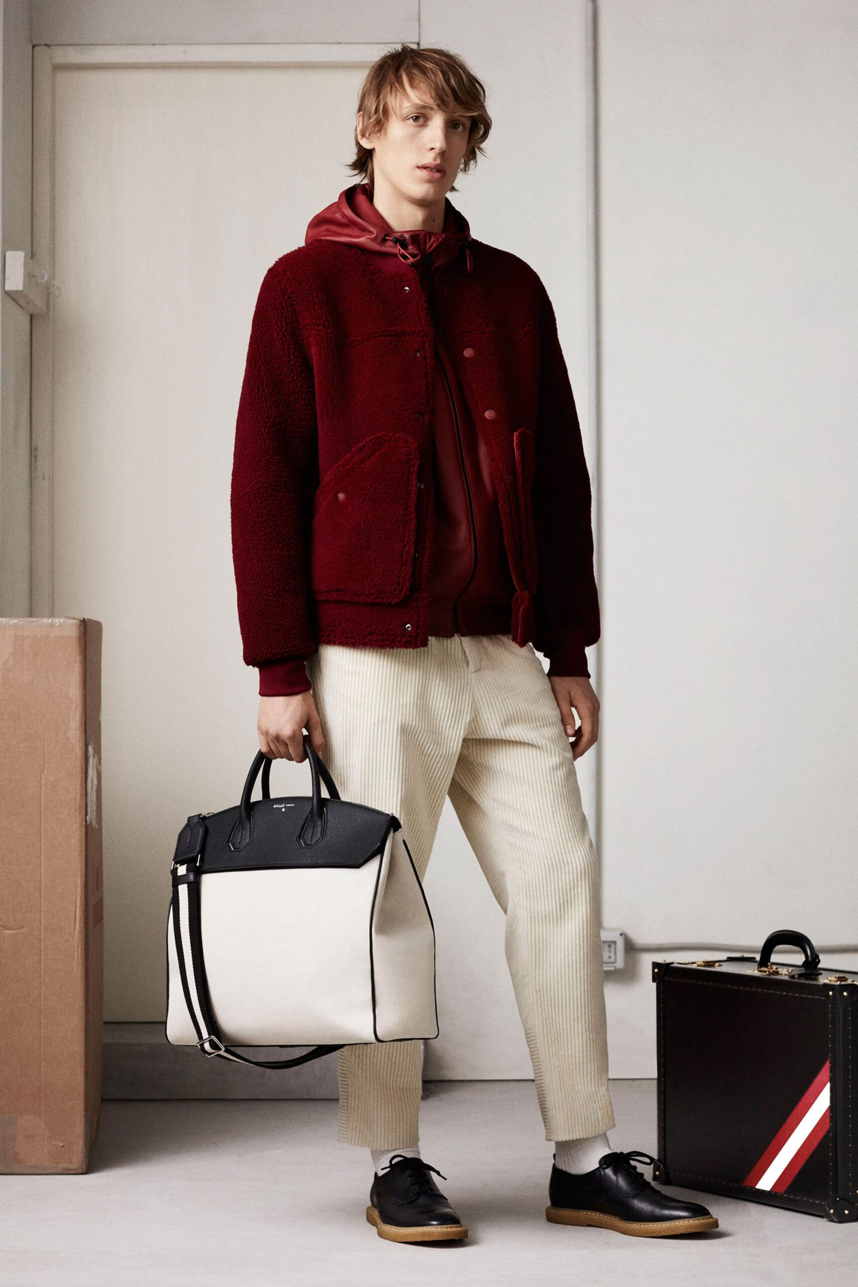 red wool jacket with hoodie