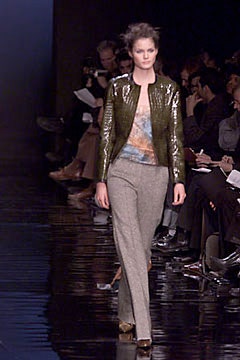 green sequined fitted jacket with blue top