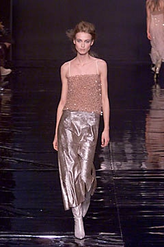 pink beaded top with silver skirt