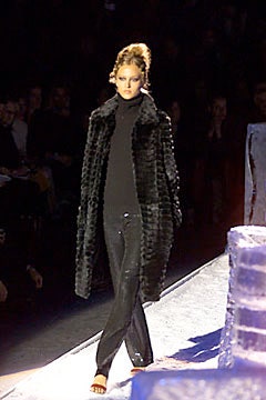 black fur long-sleeve high-neck relaxed layered coat