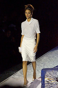 white sequined top and pencil skirt