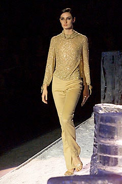 gold silk long-sleeve scoop-neck fitted sequined shiny top