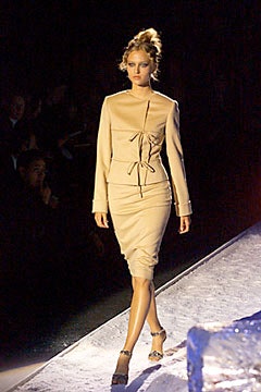 beige silk fitted dress