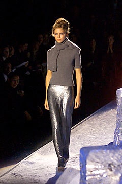 gray metallic slim straight-leg shiny pants