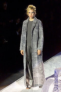gray fur long-sleeve collared relaxed draped coat