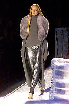 gray metallic fitted straight-leg shiny pants