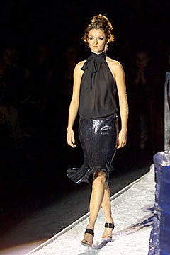 black silk top and skirt