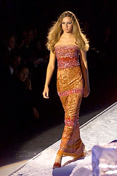 orange gold sequin gown